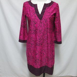 Jude Connally knit shirt sheath dress knee length pink black Size Sz Medium Md M